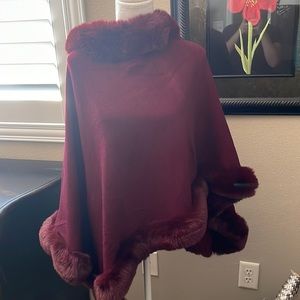 Beautiful Maroon OS Poncho, no arm holes!